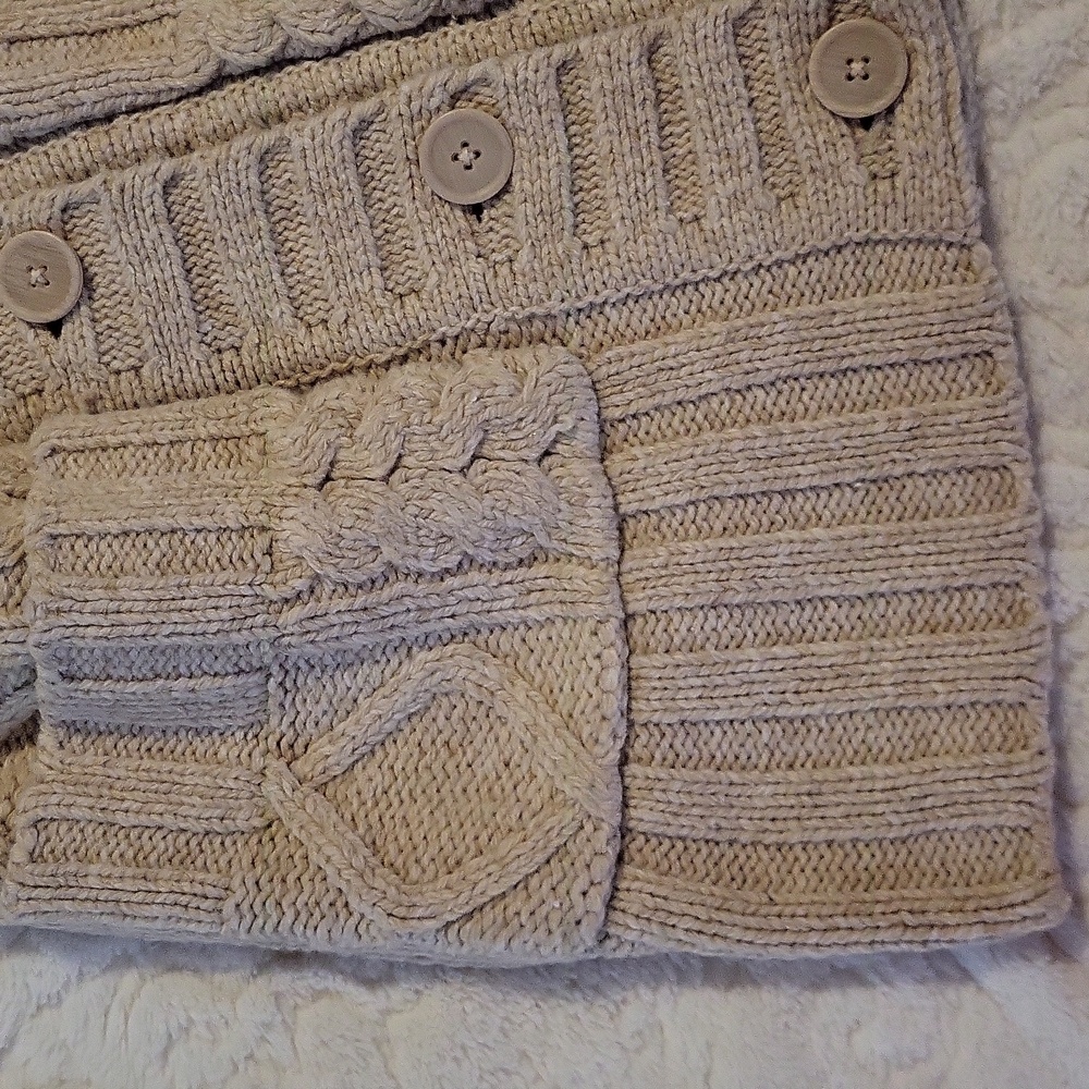 Ruff Hewn Beige Fireside Cuddle Up Cable Knit Cardigan - Picture 4 of 11